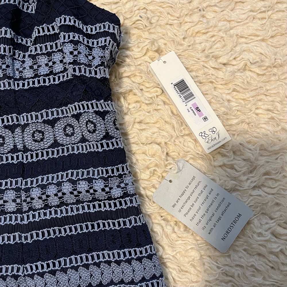Eliza J blue striped racerback lace petite dress NEW - Picture 2 of 6